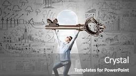  Presentation with keyhole - Amazing presentation design having young man and keyhole backdrop and a gray colored foreground