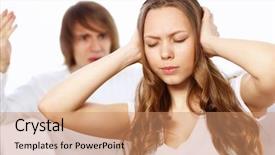  Presentation with angry - Cool new presentation design with young man and woman angry backdrop and a coral colored foreground