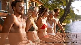  Presentation with dock - Presentation theme featuring young-man-and-woman-sitting background and a red colored foreground