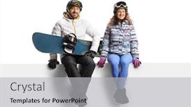  Presentation with snowboard - Theme with young-man-and-woman-wearing background and a  colored foreground