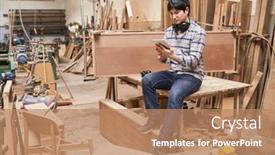  Presentation with apprentice - Presentation theme enhanced with young-man-as-a-carpenter background and a coral colored foreground