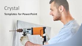  Presentation with craftsman - Presentation theme featuring young-man-as-a-craftsman background and a white colored foreground