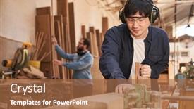  Presentation with apprentice - Slides consisting of young-man-as-a-craftsman background and a red colored foreground