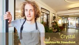  Presentation with hotel training report - PPT layouts having young-man-as-a-florist background and a tawny brown colored foreground