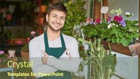  Presentation with apprentice - PPT layouts having young-man-as-a-gardener background and a tawny brown colored foreground