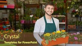  Presentation with nursery - Presentation featuring young-man-as-a-gardener background and a tawny brown colored foreground