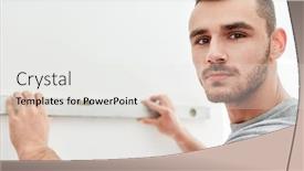  Presentation with spirit - Presentation design consisting of young-man-as-a-handyman background and a white colored foreground