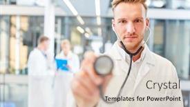  Presentation with medical assistant - Presentation design featuring young-man-as-a-medical background and a lemonade colored foreground