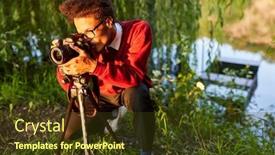  Presentation with nature countryside - Presentation theme consisting of young-man-as-a-nature background and a tawny brown colored foreground