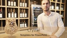  Presentation with salesman - Presentation theme enhanced with young-man-as-a-salesman background and a coral colored foreground