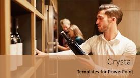  Presentation with sommelier - Beautiful presentation featuring young-man-as-a-sommelier backdrop and a coral colored foreground