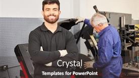  Presentation with mechanic - PPT layouts enhanced with young-man-as-a-successful background and a dark gray colored foreground