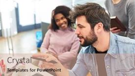  Presentation with developer - Slide deck enhanced with young-man-as-a-web background and a coral colored foreground