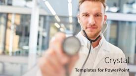  Presentation with medical education - Slide deck featuring young-man-as-an-internist background and a lemonade colored foreground