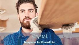  Presentation with carpenter - Slide set consisting of young-man-as-carpenter background and a ocean colored foreground