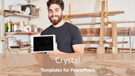  Presentation with craftsman - Amazing slide deck having young-man-as-founder backdrop and a coral colored foreground