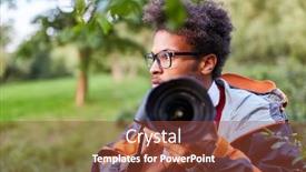  Presentation with detective - Beautiful theme featuring young-man-as-paparazzo-photographer backdrop and a tawny brown colored foreground