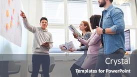  Presentation with sticky notes - Presentation theme with young-man-as-web-designer background and a dark gray colored foreground