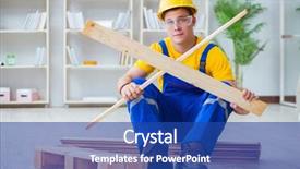  Presentation with pallet - Colorful theme enhanced with young man assembling wood pallet backdrop and a  colored foreground