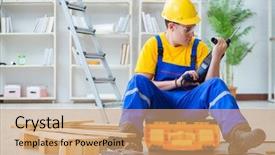  Presentation with pallet - Amazing slides having young man assembling wood pallet backdrop and a coral colored foreground