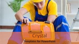  Presentation with pallet - Amazing presentation having young-man-assembling-wood-pallet backdrop and a gold colored foreground