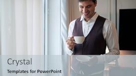  Presentation with business hotel - Theme featuring young-man-at-a-business background and a lemonade colored foreground