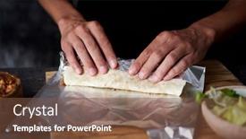  Presentation with red onion - PPT theme with young-man-at-a-table background and a tawny brown colored foreground