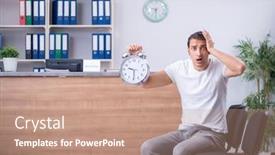  Presentation with hospital - Amazing slide deck having young man at hospital reception desk backdrop and a coral colored foreground