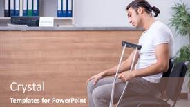  Presentation with hospital - Colorful presentation theme enhanced with young-man-at-hospital-reception backdrop and a coral colored foreground