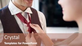  Presentation with hotel business - Slide deck consisting of young-man-at-hotel-room background and a coral colored foreground