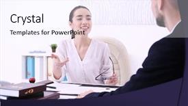  Presentation with notary - Audience pleasing PPT theme consisting of young man at notary public office backdrop and a pink colored foreground