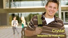  Presentation with bag - Theme enhanced with young man at school holding background and a tawny brown colored foreground