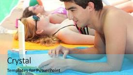  Presentation with old wite man and his music - Audience pleasing presentation consisting of young man at the beach backdrop and a  colored foreground