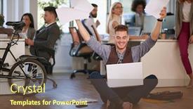  Presentation with winning - Beautiful slides featuring young-man-at-the-office backdrop and a tawny brown colored foreground