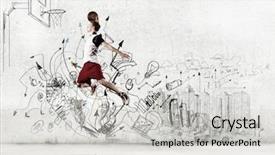  Presentation with professional tennis player athlete man - Audience pleasing presentation design consisting of young man basketball player throwing backdrop and a light gray colored foreground