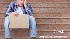  Presentation with street - Slides enhanced with young-man-begging-money background and a coral colored foreground