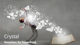  Presentation with europeskt man - Presentation theme featuring young-man-benting-to-evade background and a gray colored foreground