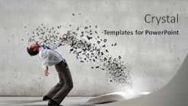  Presentation with evolution of man - Beautiful PPT theme featuring young-man-benting-to-evade backdrop and a light gray colored foreground