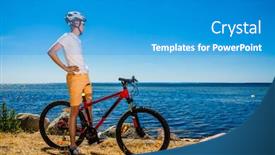  Presentation with biking - Audience pleasing PPT layouts consisting of young-man-biking backdrop and a teal colored foreground