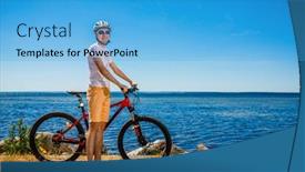  Presentation with biking - Theme featuring young man biking background and a teal colored foreground