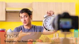  Presentation with food supplements - Slide deck featuring young-man-blogging-about-food background and a yellow colored foreground