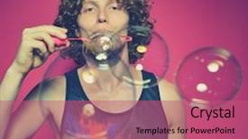  Presentation with soap - Presentation theme featuring young-man-blowing-soap-bubbles background and a coral colored foreground