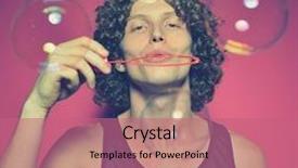  Presentation with soap - Presentation design enhanced with young-man-blowing-soap-bubbles background and a coral colored foreground