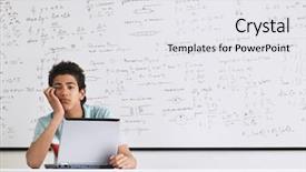  Presentation with classroom resources - Beautiful PPT theme featuring young man bored with laptop backdrop and a white colored foreground