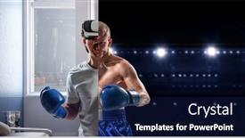  Presentation with boxing - Slides featuring young-man-boxing-mixed-media background and a navy blue colored foreground