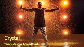  Presentation with break dance - Amazing PPT theme having young man break dancer standing backdrop and a tawny brown colored foreground