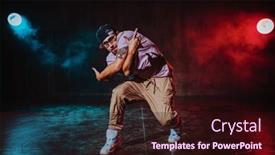  Presentation with blue lights - Slide set featuring young-man-break-dancing background and a wine colored foreground
