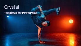  Presentation with tattoo - PPT theme enhanced with young-man-break-dancing background and a navy blue colored foreground
