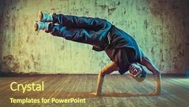  Presentation with vibrant blue - Presentation theme featuring young man break dancing background and a coral colored foreground