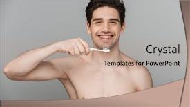  Presentation with beauty - Colorful slide set enhanced with young man brushing his teeths backdrop and a  colored foreground